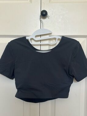 bloom Black Short Sleeve Crop Top